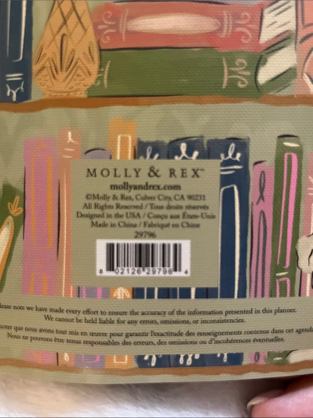 Molly & Rex Olive Floral Bookshelf Monthly & Weekly Planner